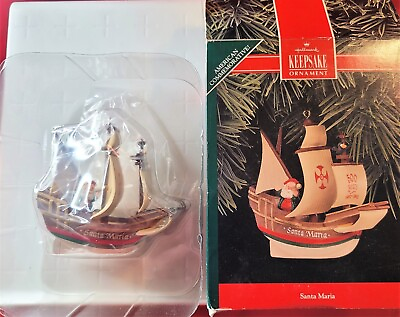 #ad Hallmark 1992 Ornament Santa Maria Ship Boat Christoper Columbus America NEW $10.98
