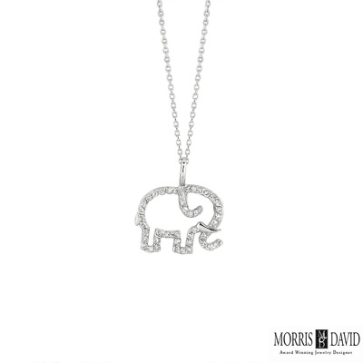 #ad 0.25 Carat Natural Diamond Elephant Necklace Pendant 14K White Gold G SI $350.00