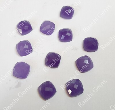 #ad Natural Purple Jade Cushion Checker Cut 8mm To 20mm Loose Gemstone $249.29