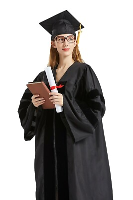 #ad Doctoral Cap and Gown with Golden Tassel for PhD Graduates Faculty Common Unisex $59.99