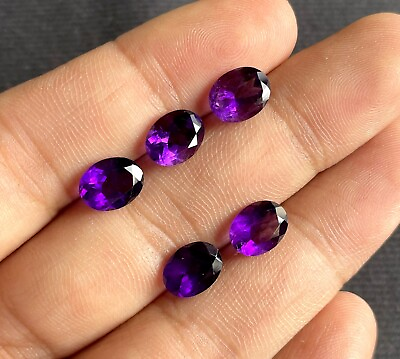 #ad Natural Amethyst Faceted Oval Gemstone Cut Wholesale Loose Gemstone 9x7 MM $2.30