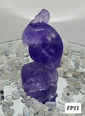 #ad Purple Flourite Hand Carved Parrot Cockatoo Bird Natural Gemstone $32.99