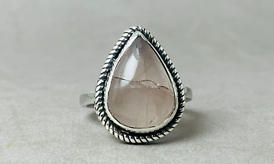 #ad Silver Ring 925 Sterling Quartz Rose Natural Size Gemstone Sizes 3 13US $20.39