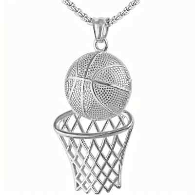 #ad Basketball Hoop Pendant Creative Necklace Sports Jewelry Accessories Silvery New $10.98