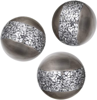 #ad Silver Decorative Orbs for Bowls and Vases Set of 3 Resin Sphere Balls for Liv $44.61