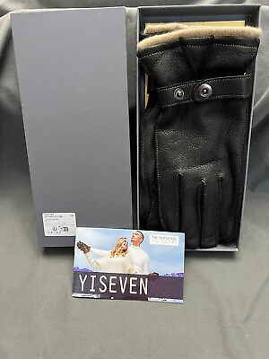 #ad YISEVEN Black Leather Gloves Men Size 9 $35.00
