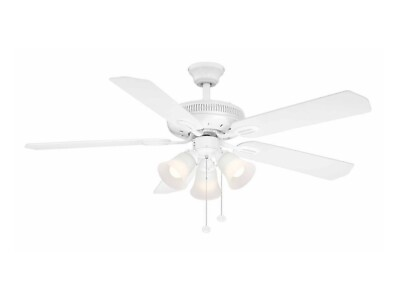 #ad Hampton Bay AG524 WH Glendale 52 in. Indoor LED White Ceiling Fan with Light Kit $55.00
