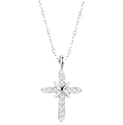 #ad Hallmark Diamonds 14K White Gold 1.5 CT. T.W. Cross Pendant Necklace 20#x27;#x27; $180.00