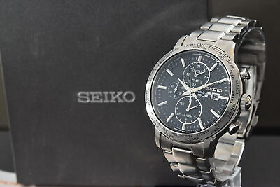 #ad MINT SEIKO World Time 5t82 0ak0 Quartz Wristwatch 100M Quartz Black From JAPAN $259.99