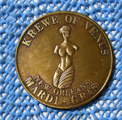 #ad 1968 Krewe of VENUS antique bronze Mardi Gras Doubloon $4.99