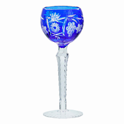 #ad Classic Unique Crystal Glass Goblets Hand Cut Edo Kiriko Wine Glass Blue 7.6oz $67.58