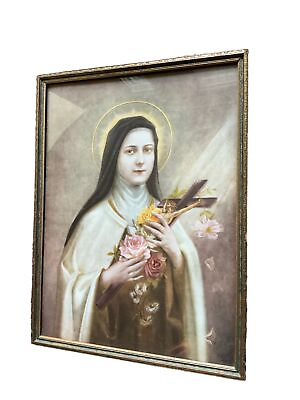#ad Saint Therese of Lisieux with Roses amp; Crucifix by her sister Celine 1925 Framed $298.89