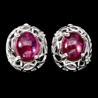 #ad Heated Oval Red Ruby 10x8mm Simulated Cz 925 Sterling Silver Earrings $74.50