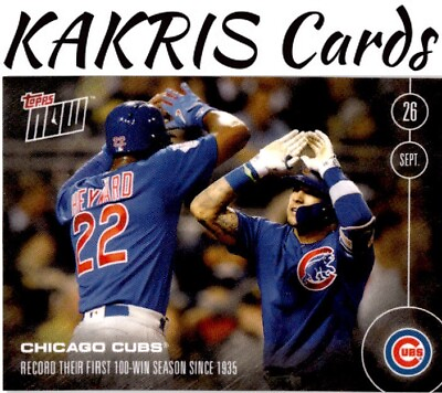 #ad 2016 Topps Now #508 Chicago Cubs Record 1st 100 Win Season Since 1935 $4.99