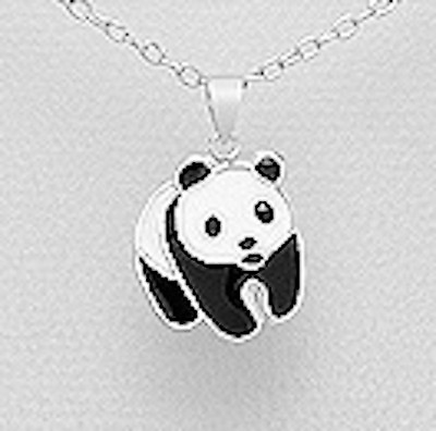 #ad 0.83quot; Solid Sterling Silver Enamel Panda Pendant 0.60g SO CUTE $17.95