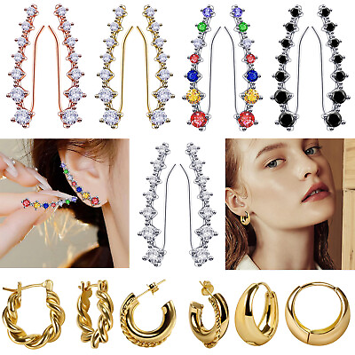 #ad Ear Jewelry for Women 7 Star Ear Cuff Climber Earrings 925 Silver Hypoallergenic $4.99