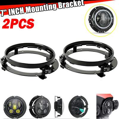 #ad Pair 7inch LED Headlight Mounting Bracket Round Ring for Jeep Wrangler JK Harley $35.99