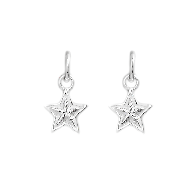 #ad 2 Sterling Silver Small Starfish Star Charms Pendants $9.25