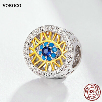 #ad Voroco Women European CZ Charms Jewelry 100% silver Golden guardian For Bracelet $13.07