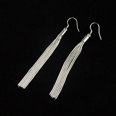 #ad Elegant 925 Sterling Silver Dangle Drop Long Tassel 3quot; Fashion Hook Earrings $13.74