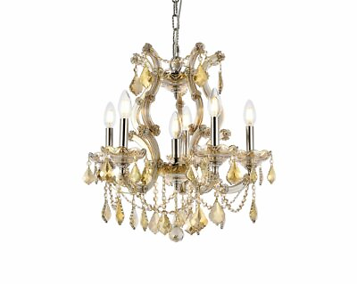 #ad Golden Teak Crystal Chandelier Maria Theresa Lighting Ceiling Light Fixture 20quot; $1180.32
