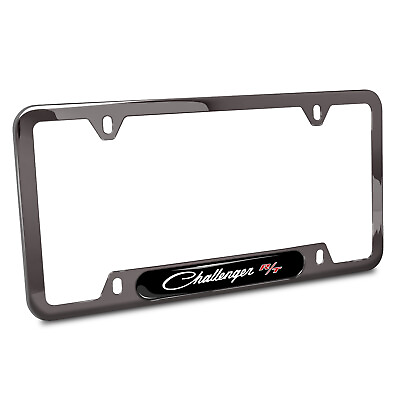 #ad Dodge Challenger R T Classic Black Insert Gunmetal Chrome Plate Frame $45.99