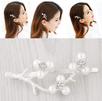 #ad New Girls Women Metal Branch Pearl Plum Blossom Hairpin Bobby Pin Hair Clip $1.55