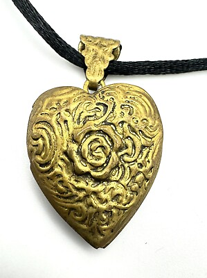 #ad Vintage Engraved Floral Heart Love Forever Double sided Open Locket Pendant $20.89