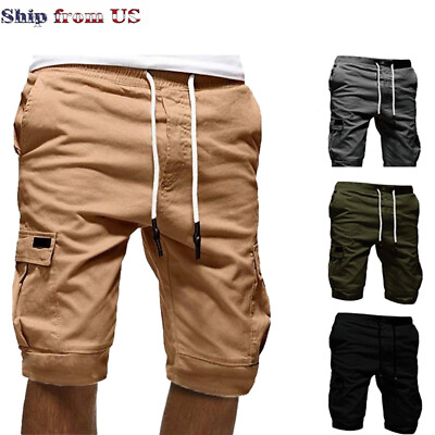 #ad Mens Shorts Pants Cargo Casual Chino Fashion 6 Pockets Summer Beach Trousers US $15.19