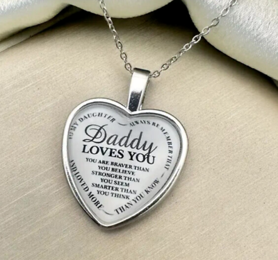 #ad To Daughter From Father Heart Pendant Necklace $14.88
