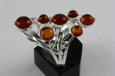 #ad Design Amber Ring Amber Silver Ring 925 Genuine Silver 539 $42.50