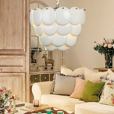 #ad 5 Lights White Shell Chandeliers 16 Inch Modern Light with Ceramics Lampshade $245.23