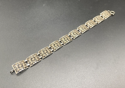 #ad Vintage Sterling Silver Decorative 7” Link Bracelet $42.00