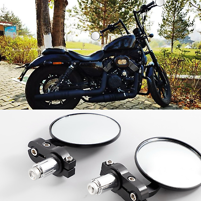 #ad Universal Motorcycle 7 8quot; Handle Bar End Round Rearview Side Mirrors for Harley $14.99