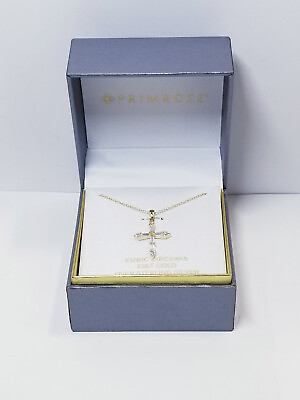 #ad PRIMROSE Sterling Silver Cubic Zirconia Cross Pendant Necklace $19.85