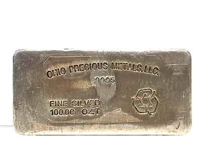 #ad Silver Bar 100 oz Ohio Precious Metals .9995 $3299.99