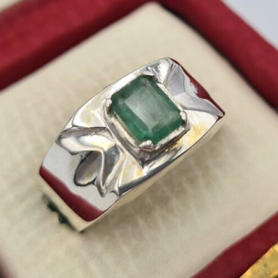 #ad Mens emerald ring real esmeralda bague unheated and untreated emerald stone ring $380.00