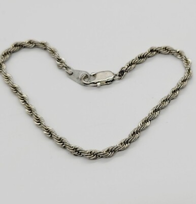 #ad Vintage Silver Tone Rope bracelet 7.5 in $15.99