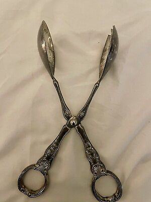 #ad Silver Plated King Salad Tong By Paul Revere Silversmith $10.00