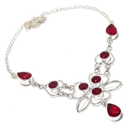 #ad Mozambique Garnet Gemstone 925 Handmade Sterling Silver Jewelry Necklaces Sz 18quot; $10.99