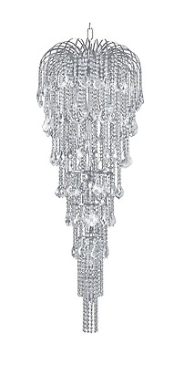 #ad Chrome and Crystal Chandelier Foyer Entryway Dining Room 22 Light Fixture 65 in $3535.00