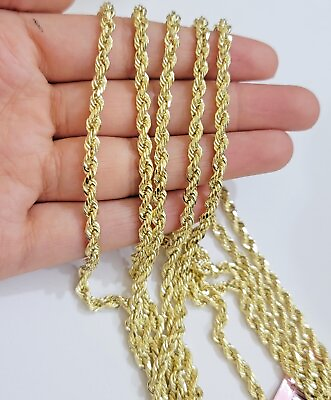 #ad 14K Solid Gold 4mm Rope Chain Necklace 8#x27;#x27; 20quot; 22quot; 24quot; 26quot; Genuine Gold $327.99