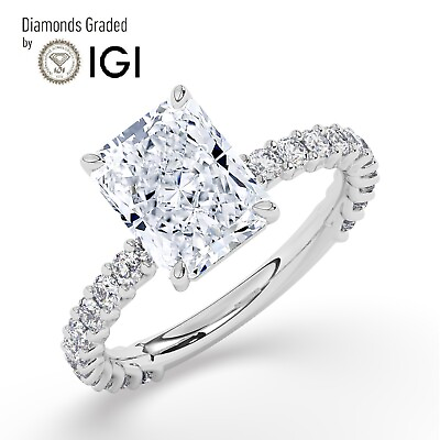 #ad IGI 3 CT Solitaire Lab Grown Radiant Diamond Engagement Ring950 Platinum $2905.10