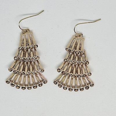 #ad Boho Chandelier Earrings Gold tone with Crystals Statement Elegant Sparkly $11.99