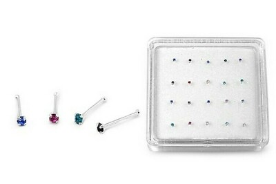 #ad Nose Stud With Ball End Genuine Sterling Silver 20 pcs Crystal Size 1.8 mm $18.02
