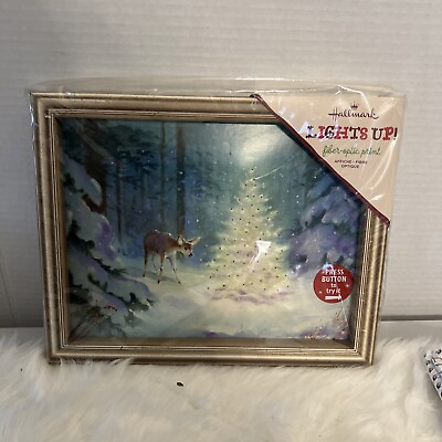 #ad Hallmark Christmas Deer Light Up Fiber optic Print New In Wrap $14.00