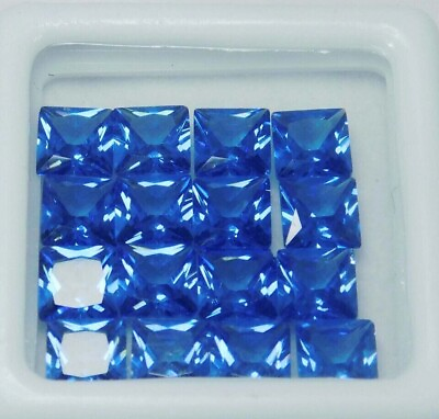 #ad 24 PCS 5MM Natural Blue Ceylon Sapphire Loose Gemstones Certified Square Cut Lot $15.38