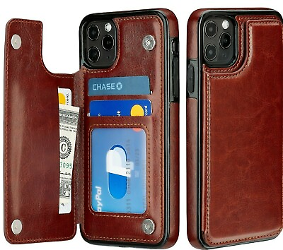 iPhone 11 12 13 14 Wallet Case Cover Leather Magnetic Kickstand for Apple $13.95