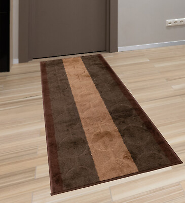 #ad Custom Size Circle Design Brown Washable Runner Rug 26quot; 30quot; 36quot; Wide $63.99