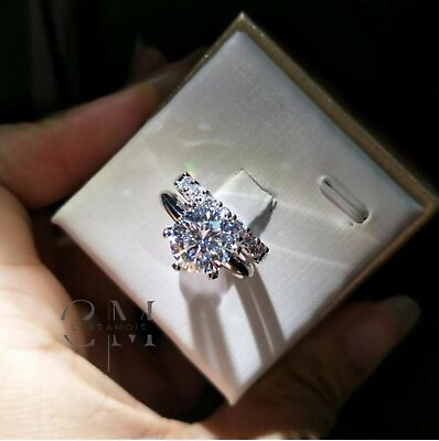 #ad 2.50 Carat Round Cut Moissanite Bridal Set Engagement Ring Solid 14K White Gold $213.28